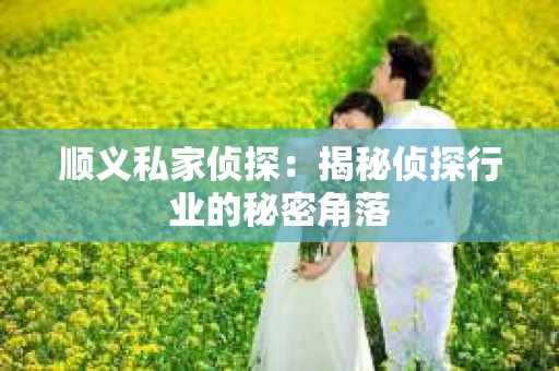 顺义私家侦探：揭秘侦探行业的秘密角落