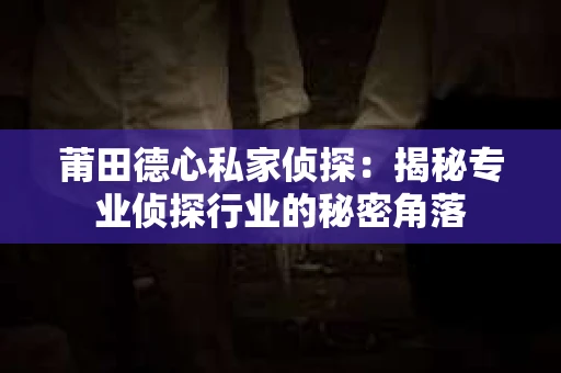 莆田德心私家侦探：揭秘专业侦探行业的秘密角落