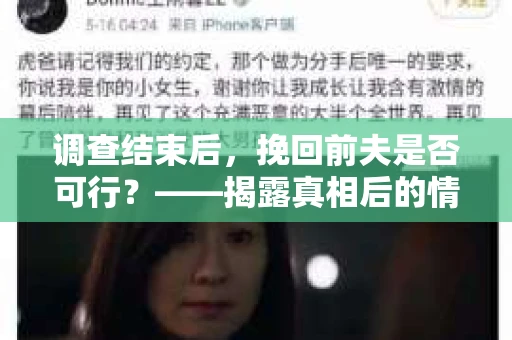 调查结束后，挽回前夫是否可行？——揭露真相后的情感疗愈与人生决策